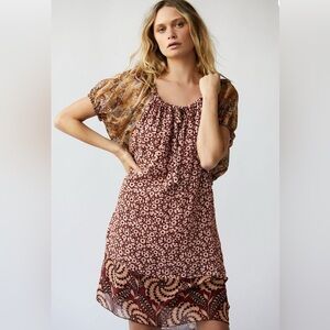 Anna Sui for Free People Upcycle Puff Sleeve Mini Dress Small $504